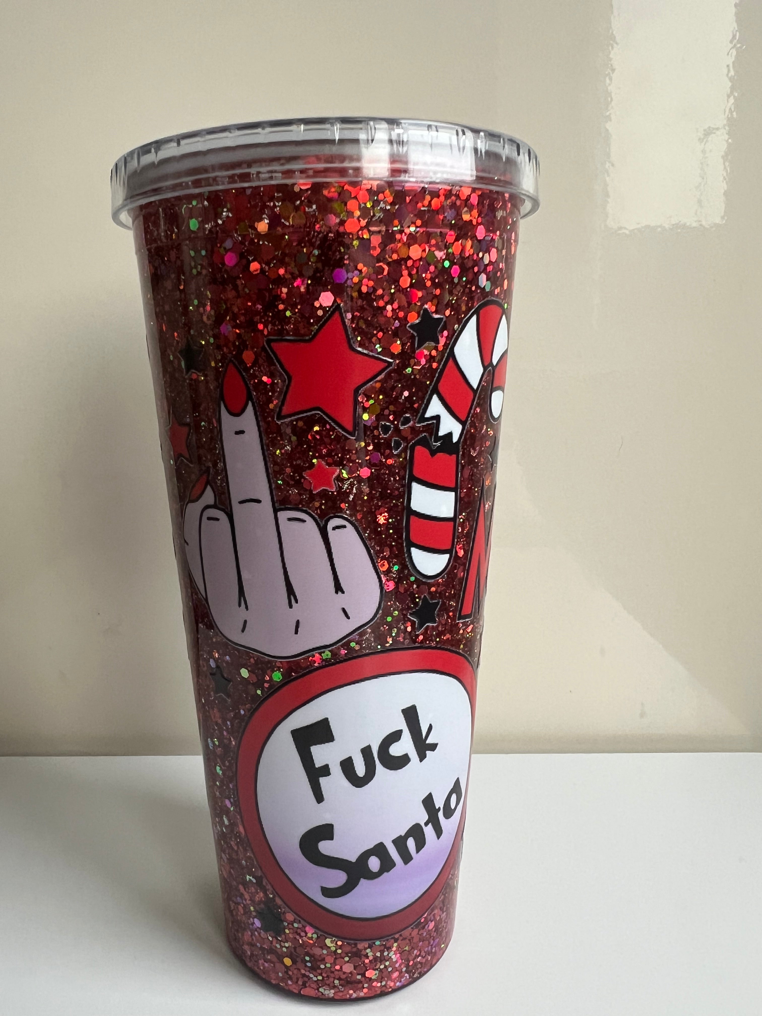 24 oz Pre-made Xmas Snow Globe Cup